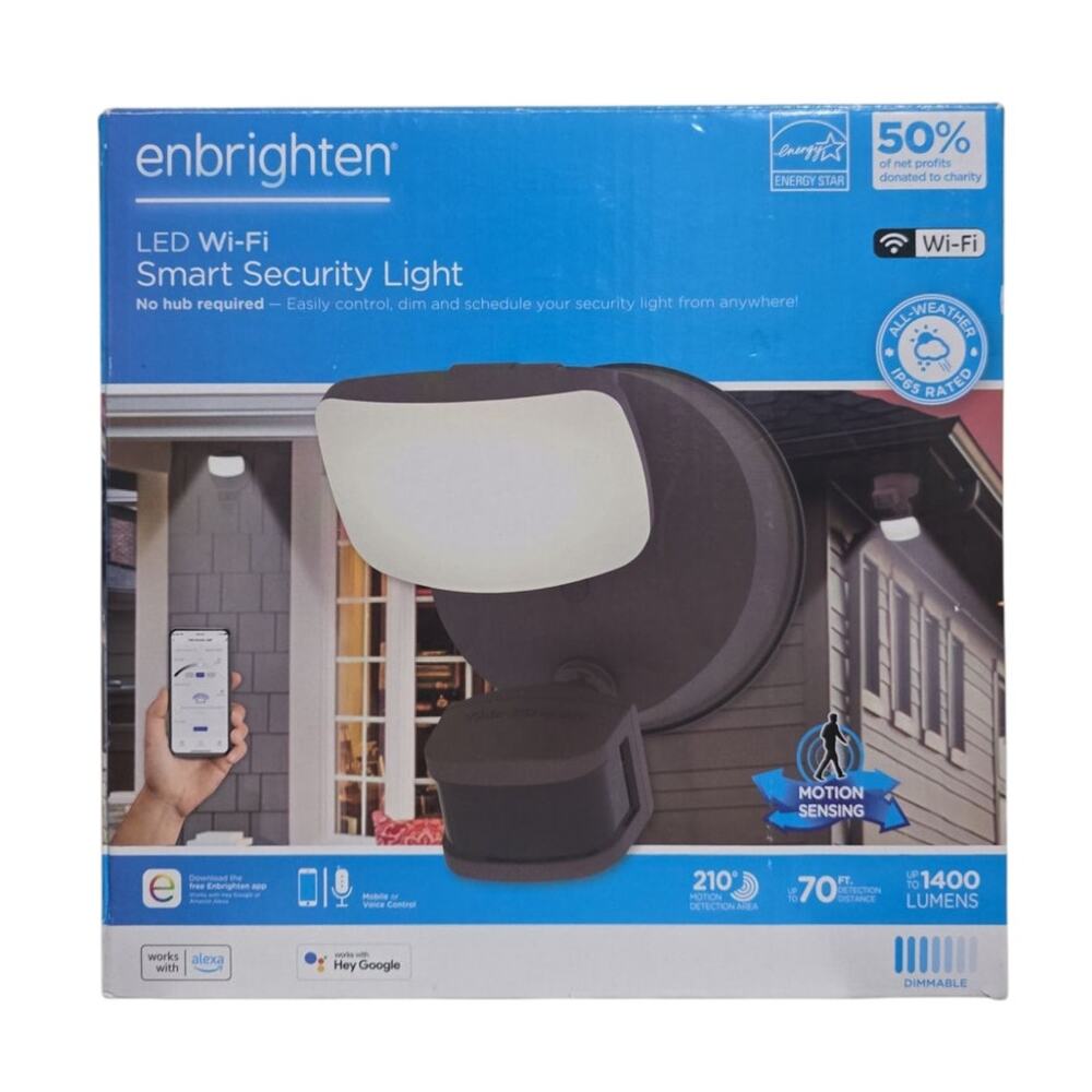 Enbrighten LED WI-FI Smart Security Light Bronze 1 Head Motion Sensing 1400 Lum